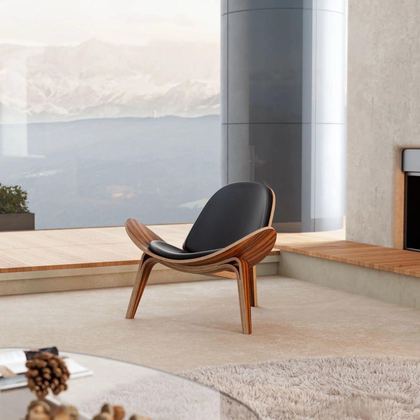 Luxe Three-Legged Lounge Chair – Stil och Komfort i Ett