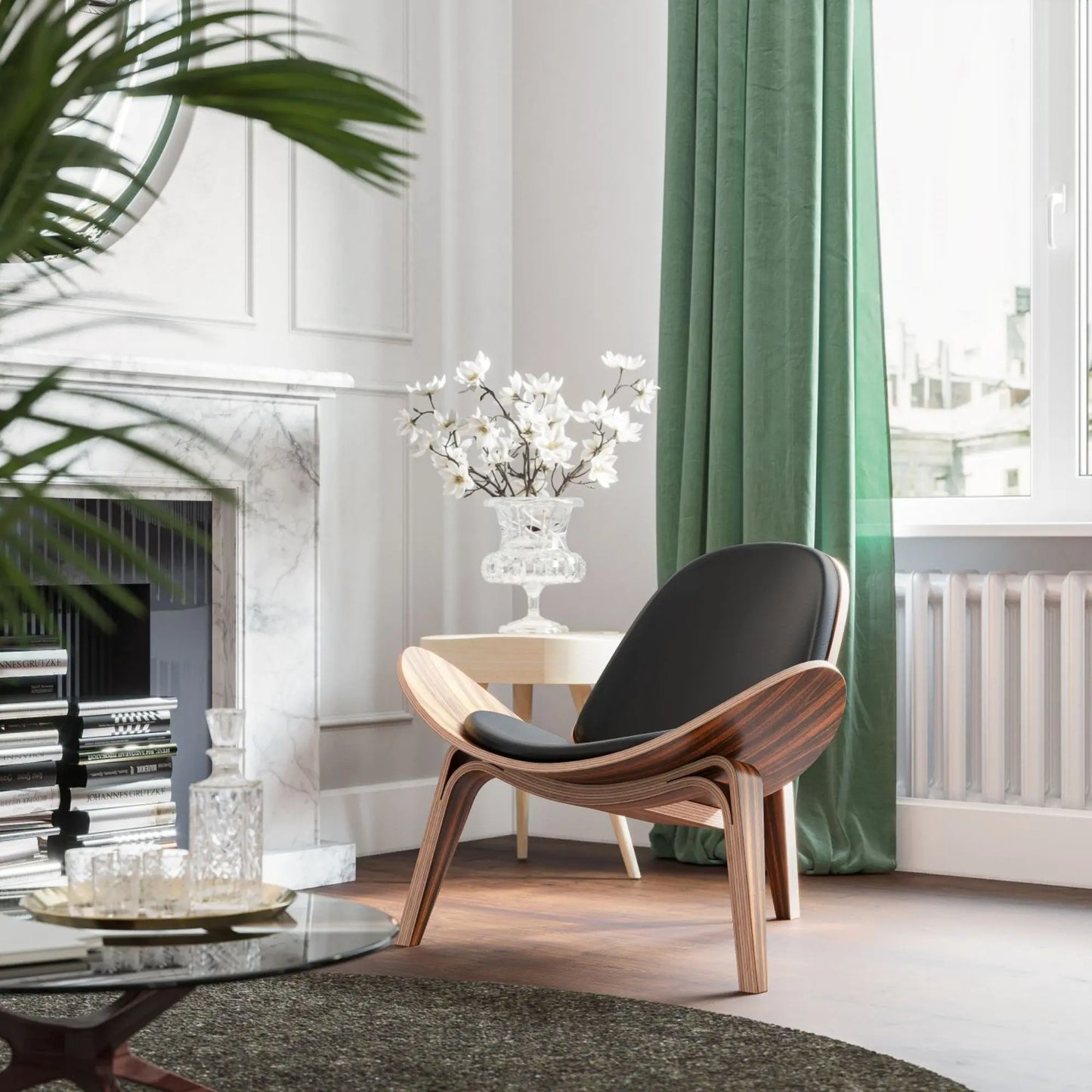 Luxe Three-Legged Lounge Chair – Stil och Komfort i Ett