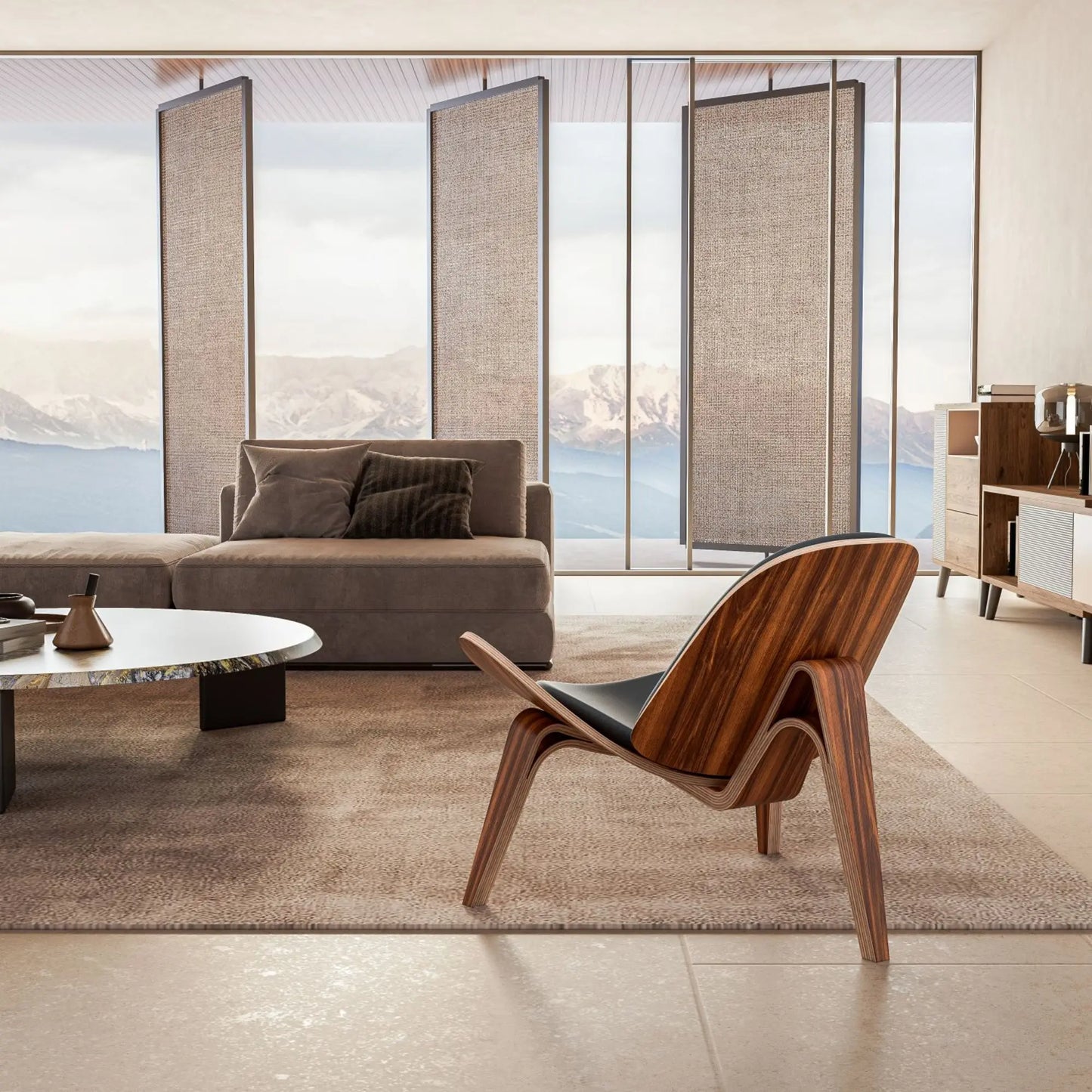 Luxe Three-Legged Lounge Chair – Stil och Komfort i Ett