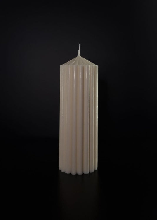 Ribbed pillar candle set