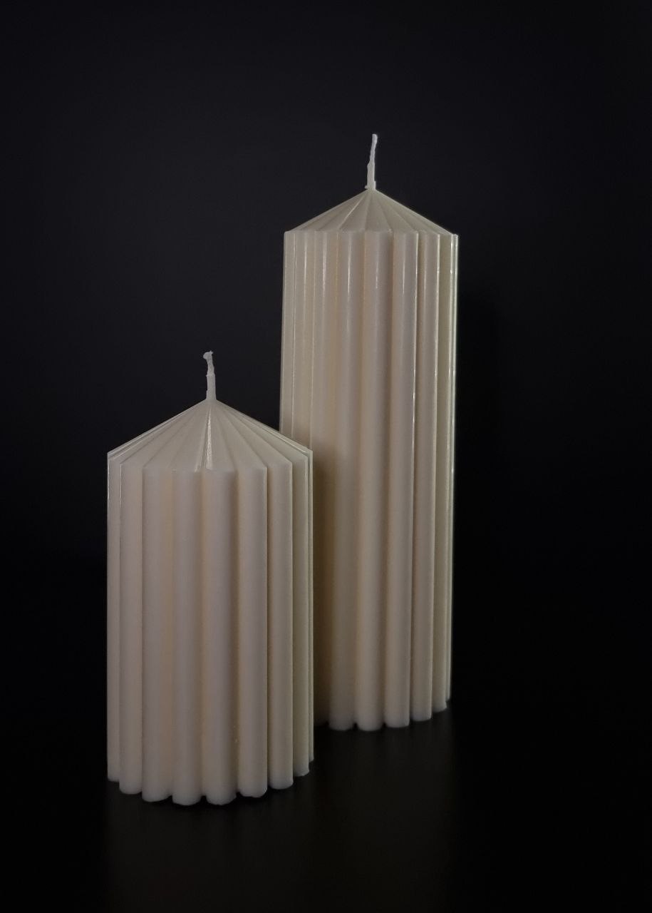 Ribbed pillar candle set